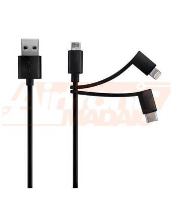 CAVO 3 IN 1 USB-A/LIGHTNING...